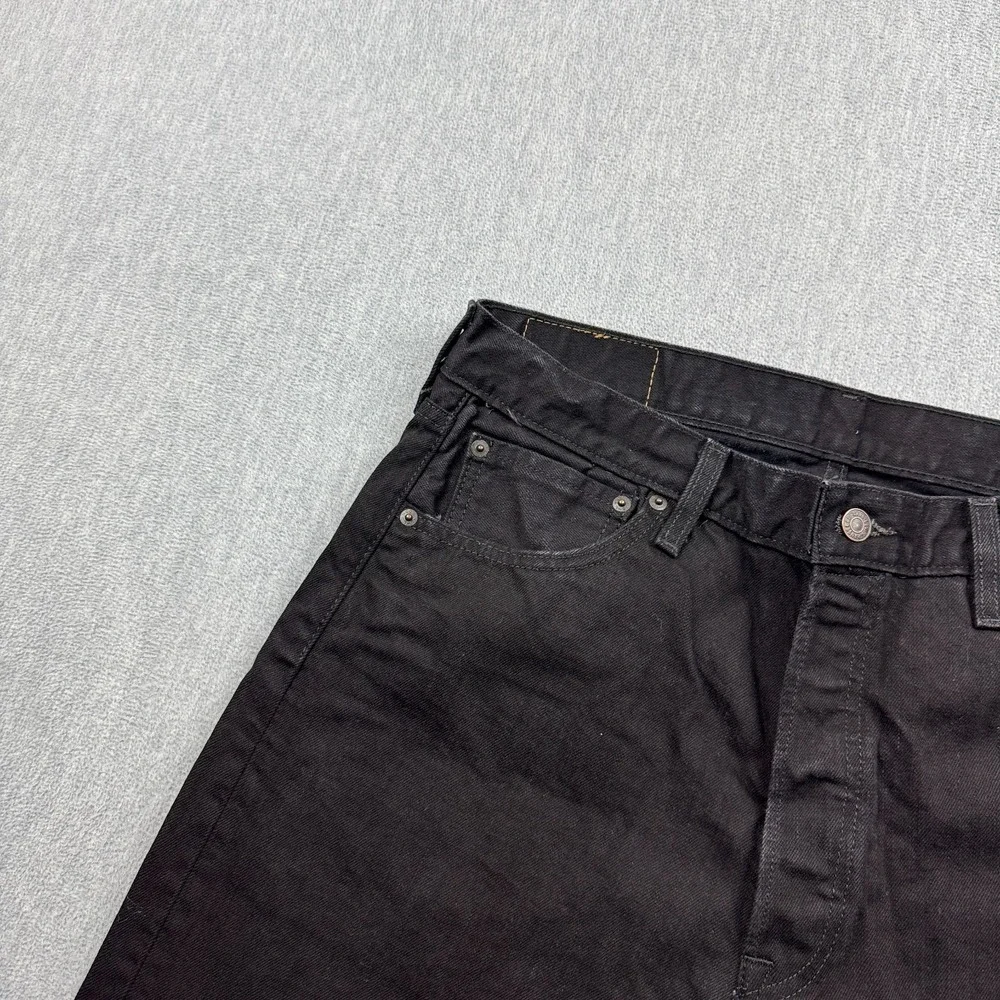 Levis 501 Jeans Mens 36X32 Black Button Fly Straight Cotton Classic Denim Pants